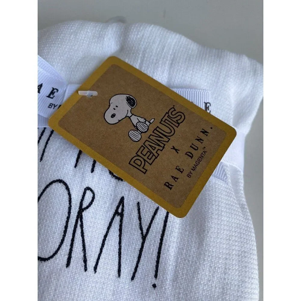2 Pack Rae Dunn Peanuts Snoopy Kitchen Towels Easter Bunny Eggs‎ Hip Hop Hooray